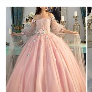 Beautiful Hebos pink long sleeve ball gown
